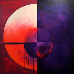 Abstract Painting of a Purple Circle and a Red Circle 3