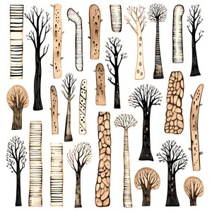 Tree Trunk Sections, Boho Clipart, Boho Drawing Pattern, Boho Trunk 2