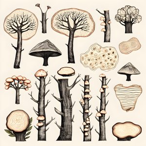 Tree Trunk Sections, Boho Clipart, Boho Drawing Pattern, Boho Trunk 3