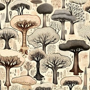 Tree Trunk Sections, Boho Clipart, Boho Drawing Pattern, Boho Trunk 4