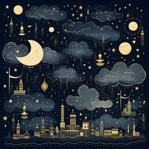 A Collection of Isolated Fantasy Illustrations of Sky Elements 2