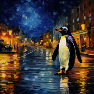 A Penguin in a Suit Walks Down the Street 2