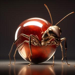 A Brown Ant Climbs a Giant Apple 2