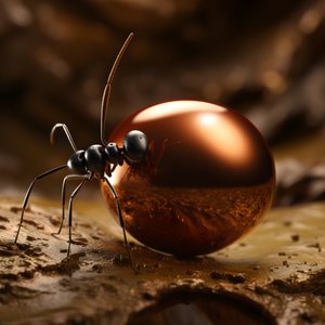 A Brown Ant Climbs a Giant Apple 3
