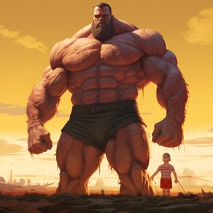 Intimidating and Mean Weightlifter Steroid Freak Buff Baby with Huge Muscular Man 4