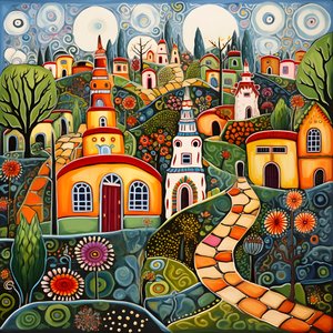 Painting of a Bulgarian Village, Orthodox Church 2
