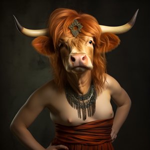 Highland Cow as Marilyn Monroe 1