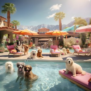 Dog Pool Party in Palm Springs 3 by Kurt Heppke