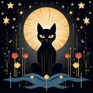 Cat Meditating on a Lotus Flower 1