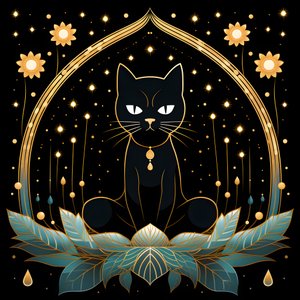 Cat Meditating on a Lotus Flower 4 by Kurt Heppke