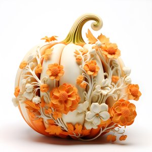 Pumpkin with Flowers Growing Out 3