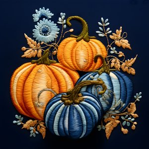 Embroidery Pumpkins in Blue Tones 4