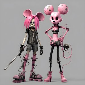 Nightmare Before Christmas Punk Pink Minnie and Mickey Mouse 3