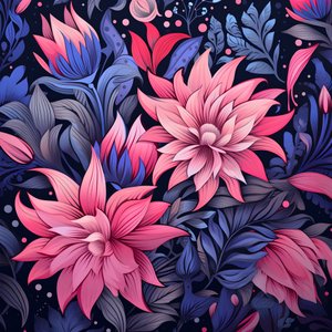 A Bouquet of Flowers in Pink and Blue 1