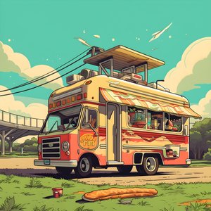 Artistic Event Poster for Food Trucks in a Skatepark in Northern California 2