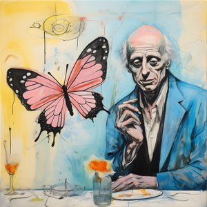 An Original Watercolor of an Angel Holding a Butterfly 1 by Kurt Heppke