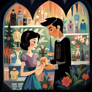A Woman with Short Black Hair Paying a Shopkeeper, Black Market 2