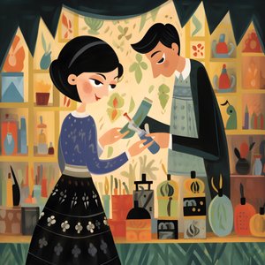 A Woman with Short Black Hair Paying a Shopkeeper, Black Market 3