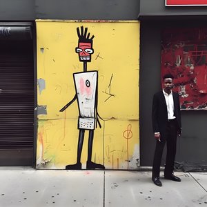 A Painted Figure Comes to Life as It Walks Down a Street in New York, Surreal Photo 2