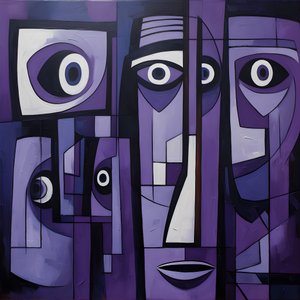Purple and Gray Geometric Painting with Purple Eye 4