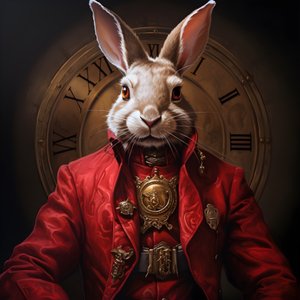 Male Anthropomorphic Cybernetic Clockpunk Android Rabbit in Red Tailcoat 3