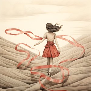 Naive Drawing of a Girl with a Ribbon Dancing 4 by Kurt Heppke