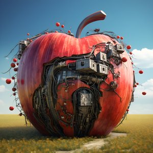 Giant Apple on a Field with Many Small Windows 4