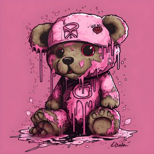 Pink Unisex Teddy with a Brown Tattoo on the Forehead 4 by Kurt Heppke