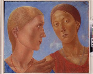 Two of Them. Painting by Kuzma Sergeyevich Petrov-Vodkin by Kuzma Sergeevich Petrov Vodkin