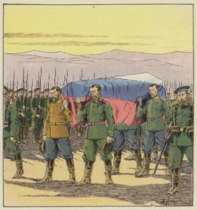 Funeral of the Russian wounded after the battle of Vafangou by L. Malespine
