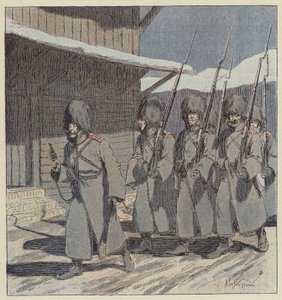 Russian patrol in Port Arthur by L. Malespine