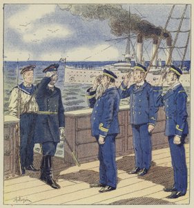 Visit of a merchant ship by a Russian officer by L. Malespine