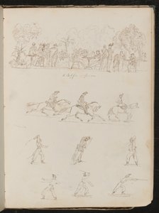 Eight Studies of Soldiers, Including Soldiers at an Outdoor Café by Lady Butler
