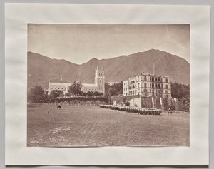 Untitled (Hong Kong, St. John’s Cathedral, from the Parade Ground, H.M. Regiment on Parade) by Lai Fong (Afong Studio)