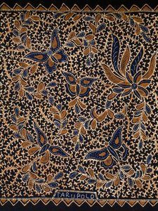 Batik with traditional butterfly and flower decoration, Java, Indonesia, detail by Amadeo (after) Modigliani