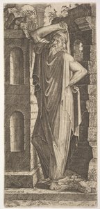 St. Philip, standing with his left hand on his hip and his right hand resting on his head, 1545 by Lambert Suavius