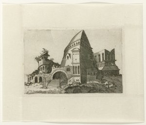 Ruins with Pyramid-shaped Tower