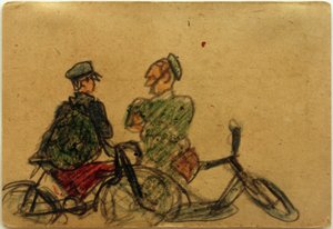 Untitled (Cyclists in Conversation) by Laszlo Moholy Nagy