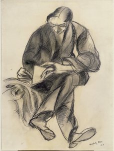Seated Figure Reading, 1919 by Laszlo Moholy Nagy