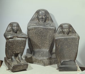 Block statues of Akhamenru, Harwa and Amenemonet, 25th-26th Dynasty