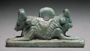 Bull-headed lion amulet, Saite Period, 715-656 BC by Late Period Egyptian