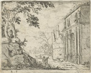 Draftsman at the Ruins of a Triumphal Arch by Laurens Barata