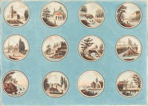 Twelve Roundels with Landscapes by Laurent Guyot after Jean Henry Alexandre Pernet