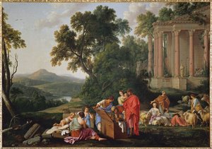 Laban searching for his idols among the possessions of Jacob