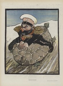 Aleksey Kuropatkin, Russian Minister of War. Illustration for Le Rire by Leal de Camara