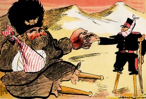 The Future Alliance - We should have started like this! - Russian and Japan shake hands. 1904 by Leal de Camara