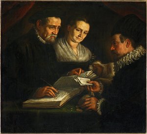 The Money-Changer Orazio Lago, His Wife and a Client by Leandro da Ponte Bassano