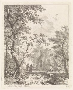 Two Walkers by a Farm (Landscapes with Figures series) by Leendert Overbeek