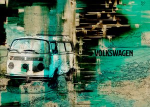 Abstract Van Road Trip by Lembayung senja studio [Vintage Poster]