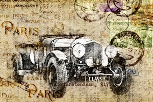 Antique Car by Lembayung senja studio [Vintage Poster]
